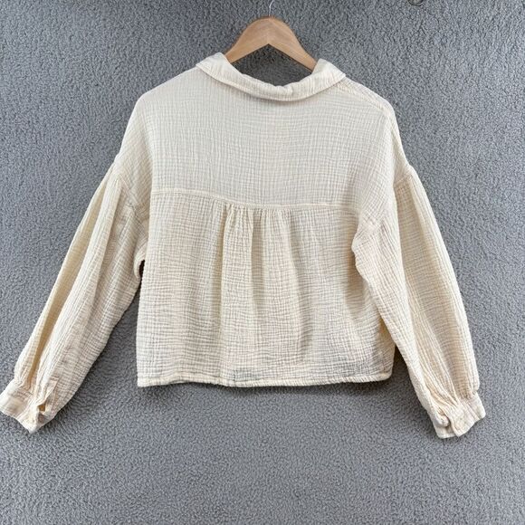Sanctuary Women’s Gauze Button Down Shirt Cream Ivory Small Boho Casual - Picture 4 of 10